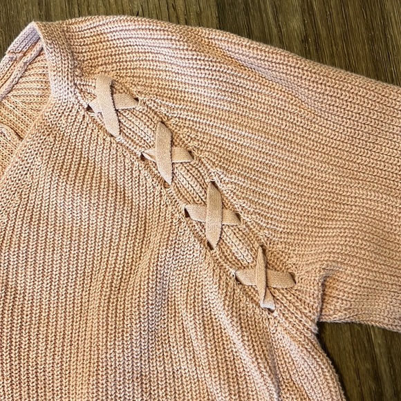 a.n.a. Light Pink V-Neck Ribbon Sweater - Picture 9 of 12